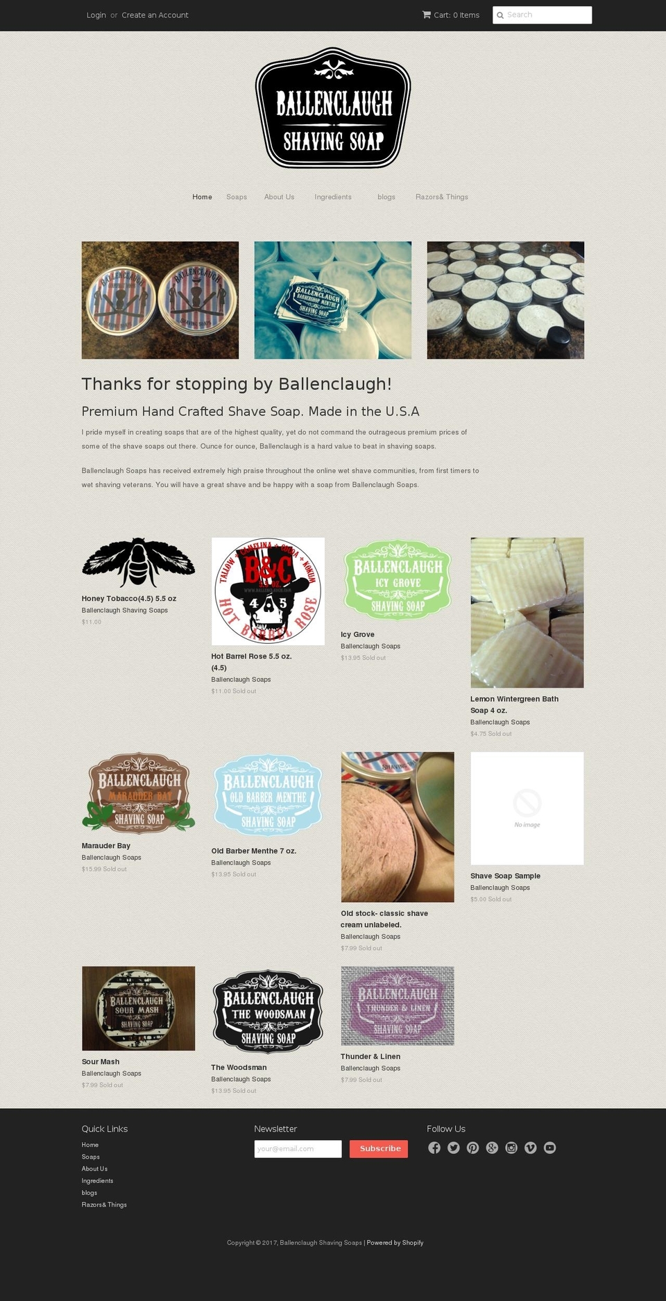 ballenclaugh.com shopify website screenshot