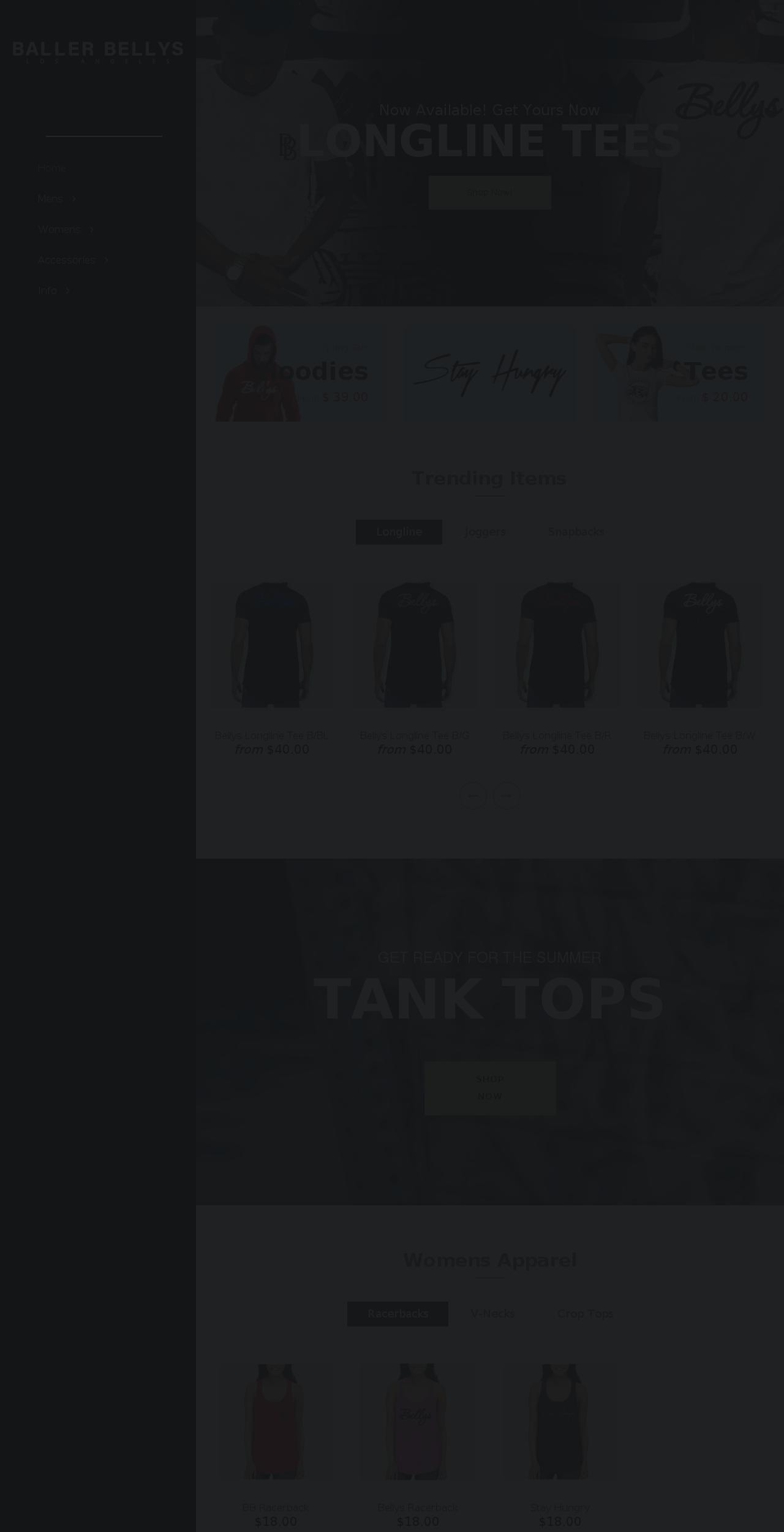 ballerbellys.com shopify website screenshot