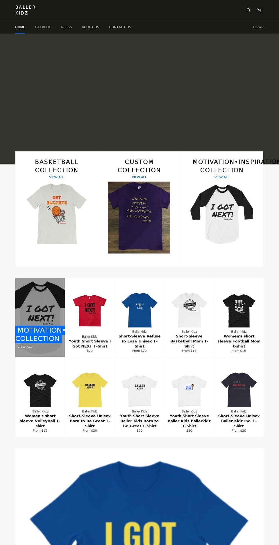 ballerkidz.com — Shopify storefront screenshot