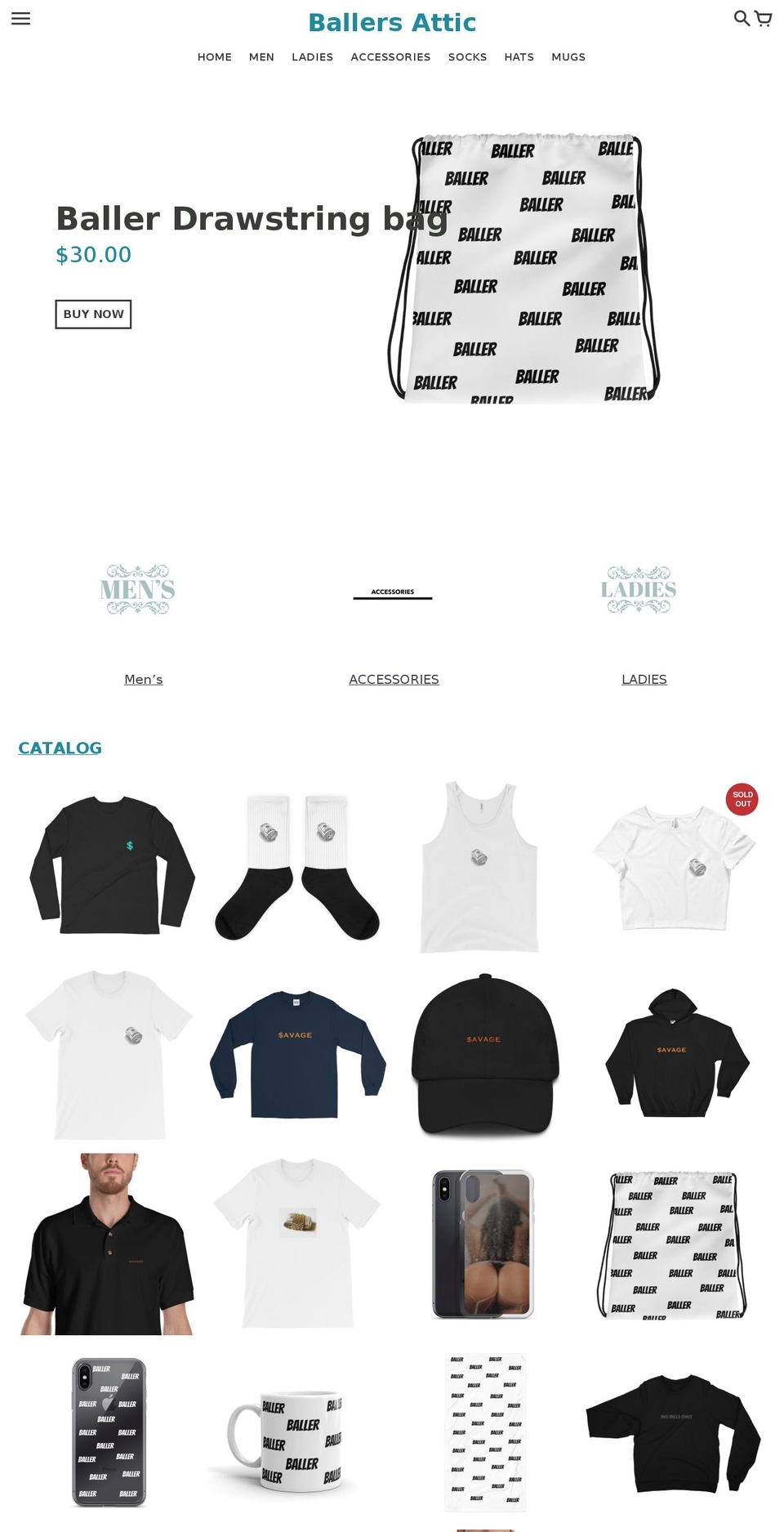 ballersattic.com — Shopify storefront screenshot