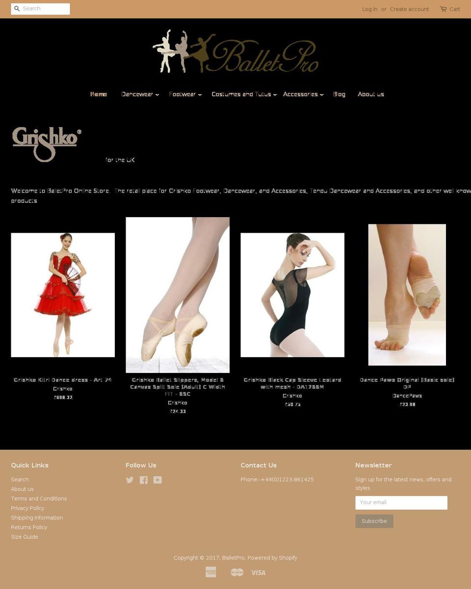 balletpro.co.uk shopify website screenshot