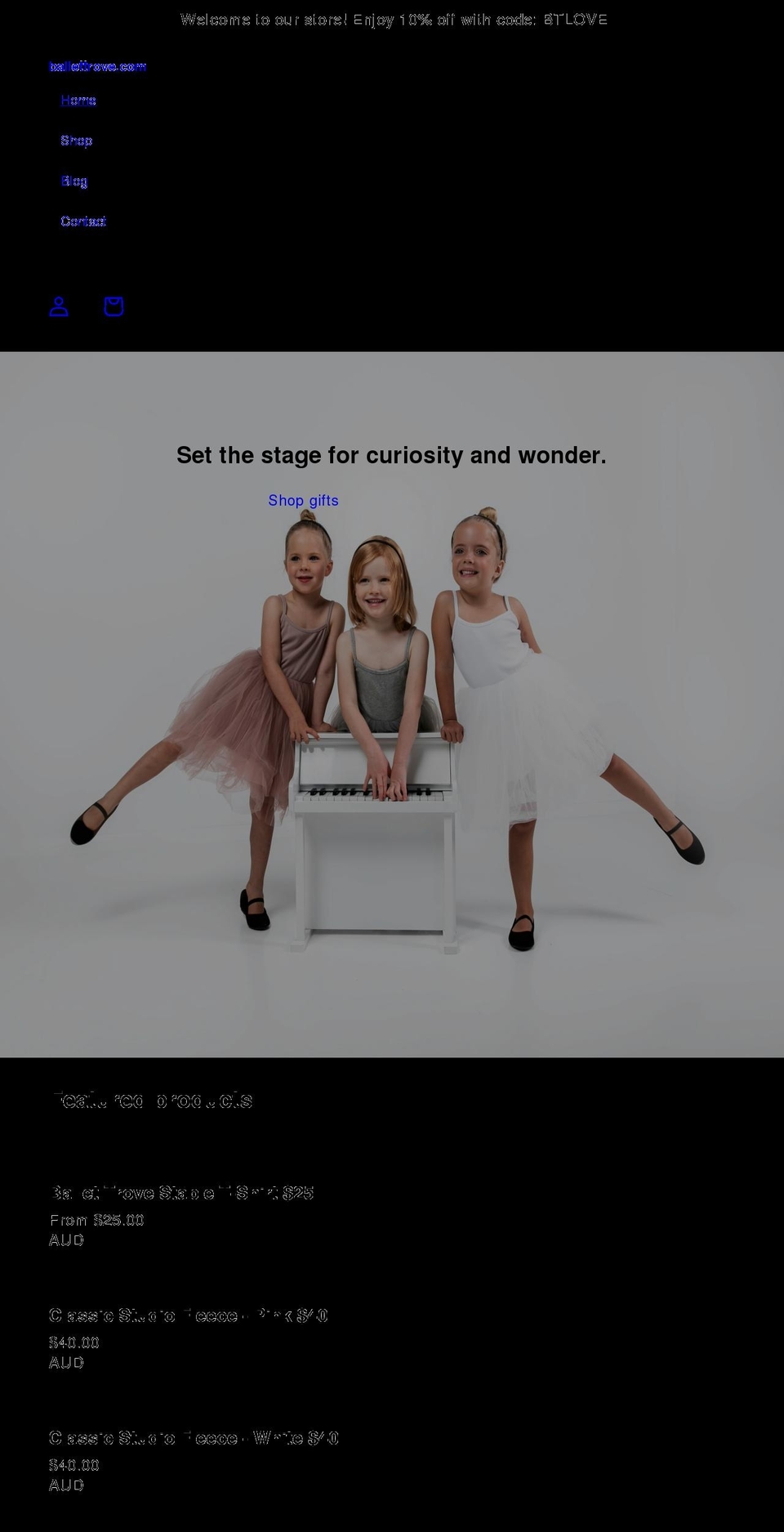 ballettrove.com shopify website screenshot