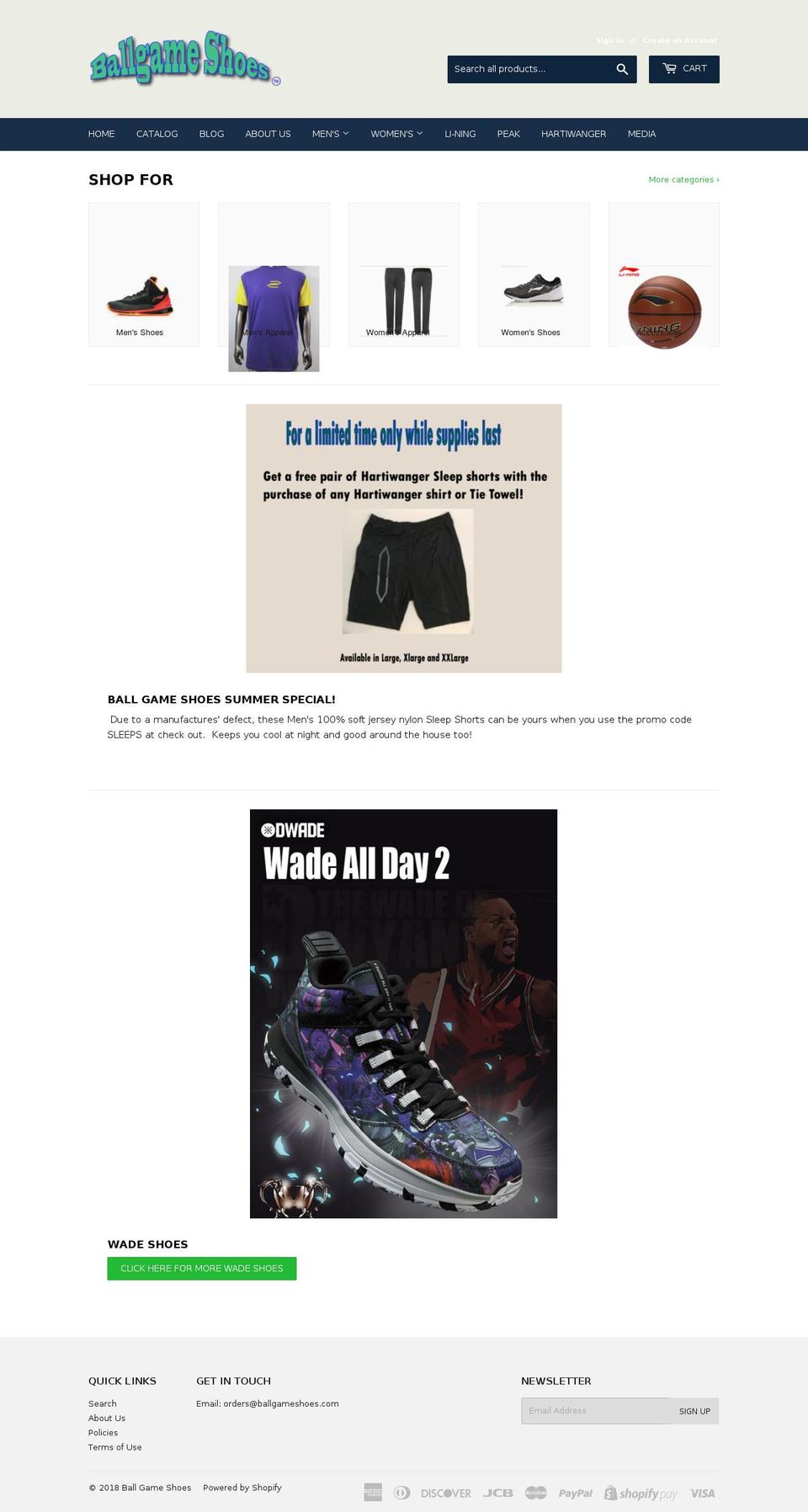 ballgameshoes.com — Shopify storefront screenshot