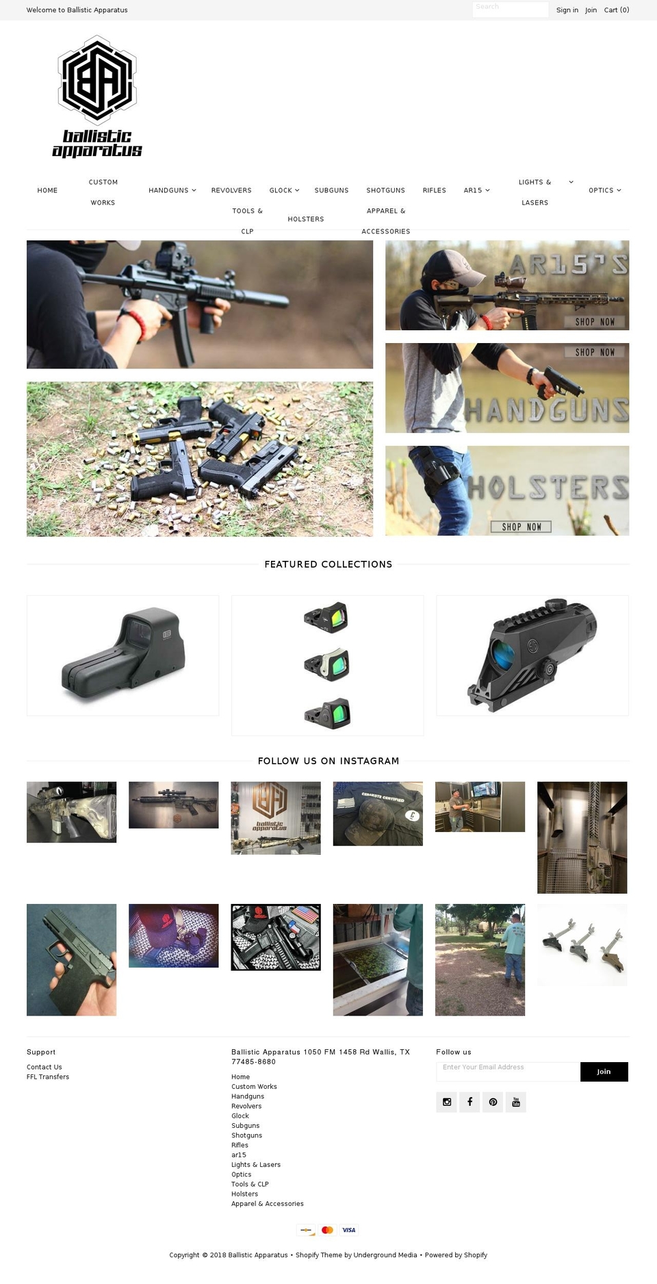 ballisticapparatus.com — Shopify storefront screenshot
