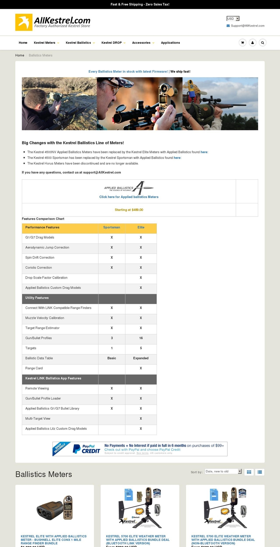 ballisticmeters.com shopify website screenshot