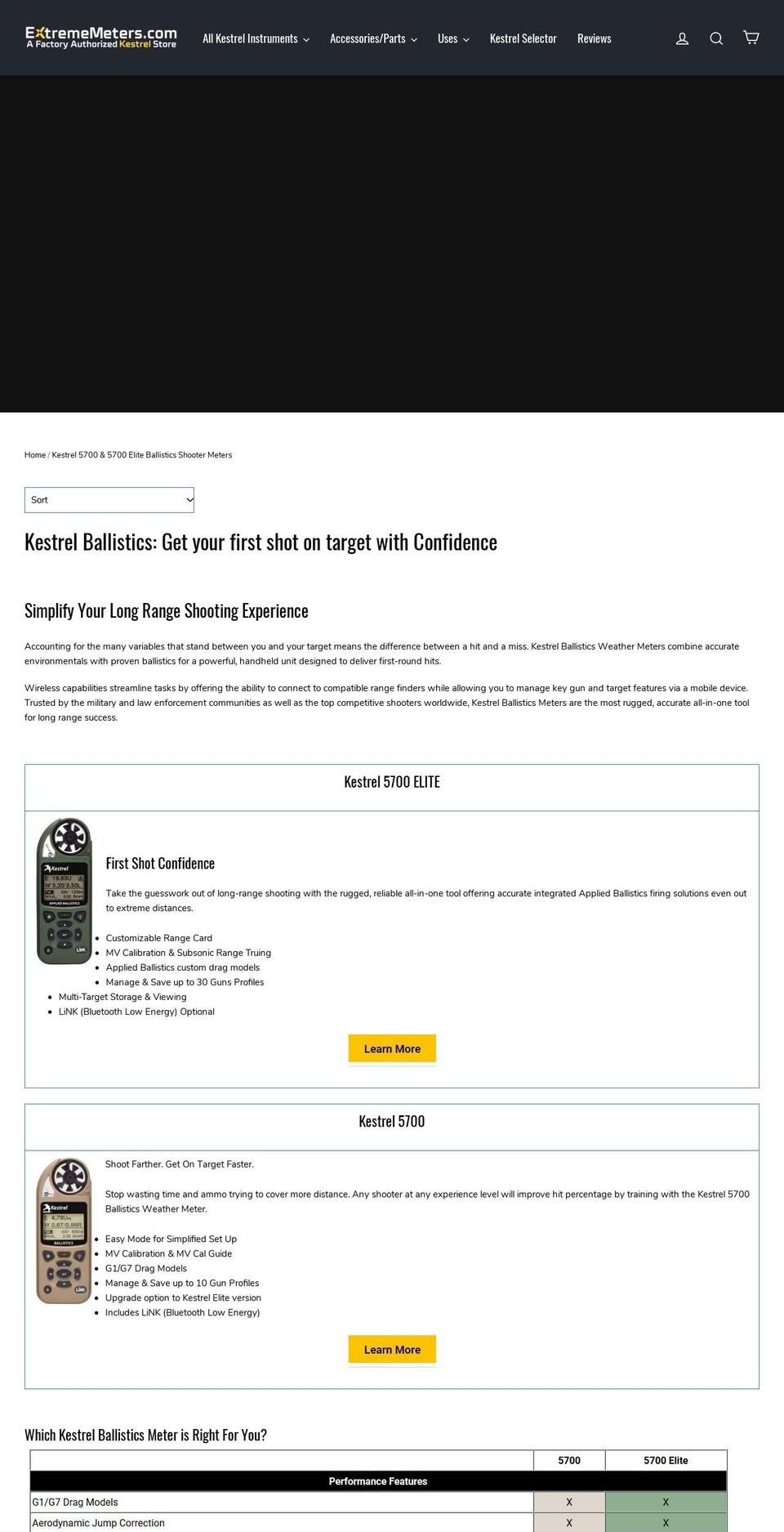 ballisticsmeters.com — Shopify storefront screenshot