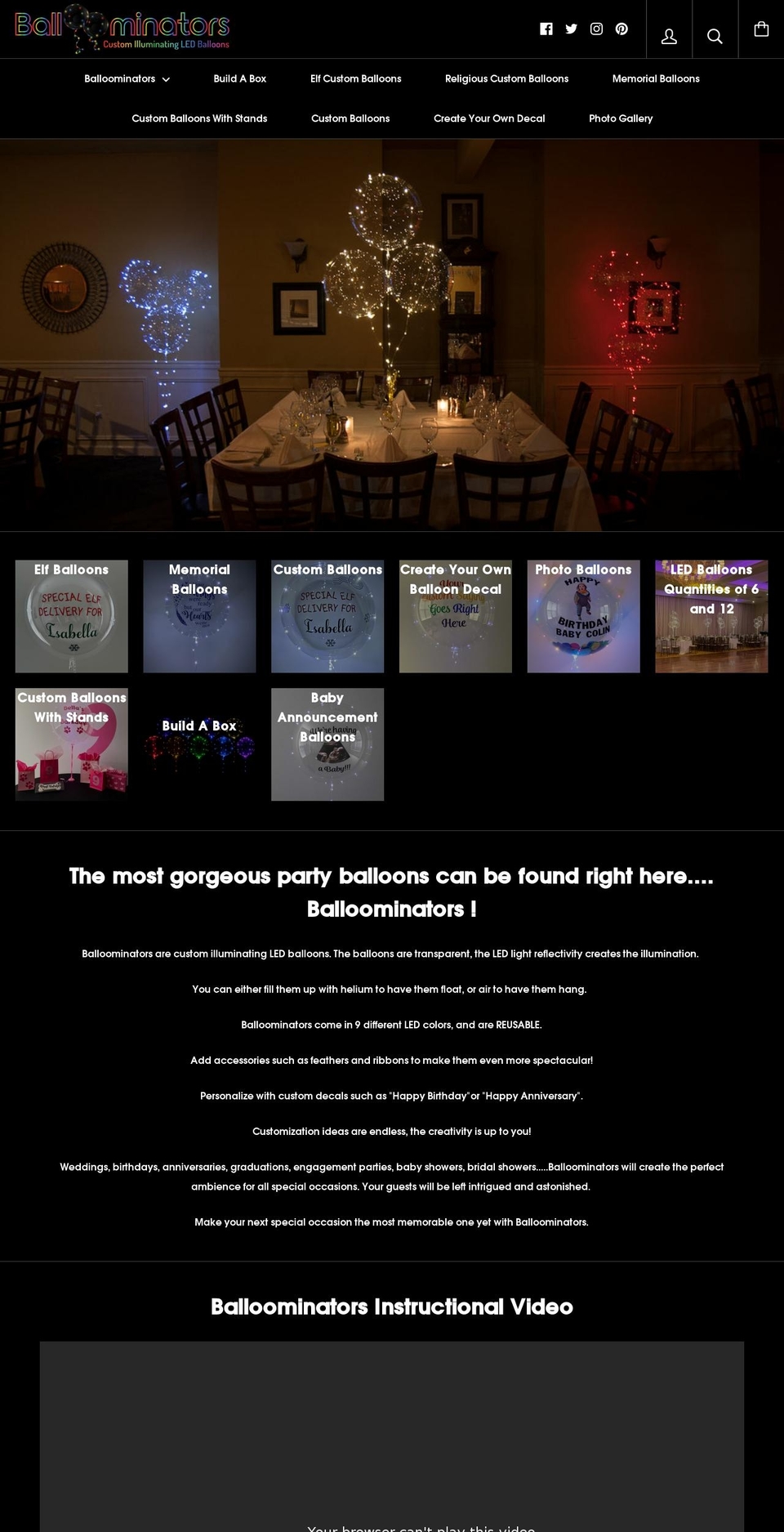 balloominators.com — Shopify storefront screenshot