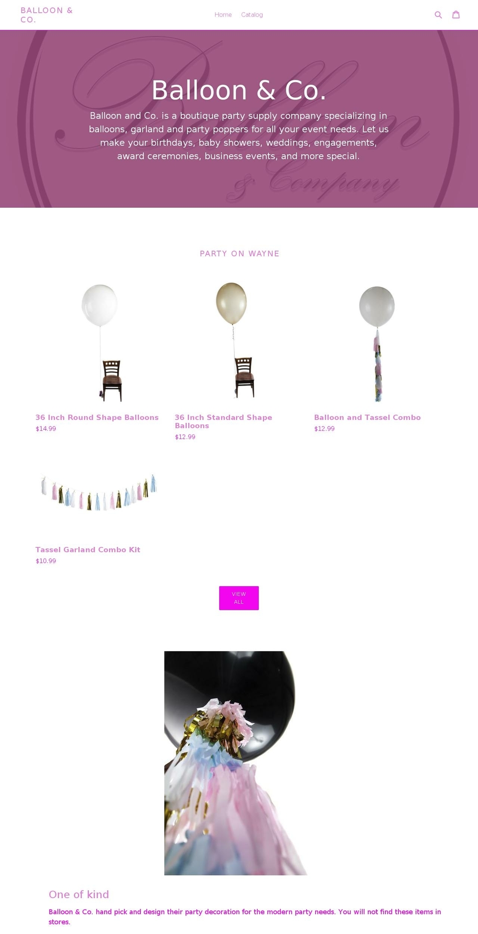 balloonandco.com shopify website screenshot