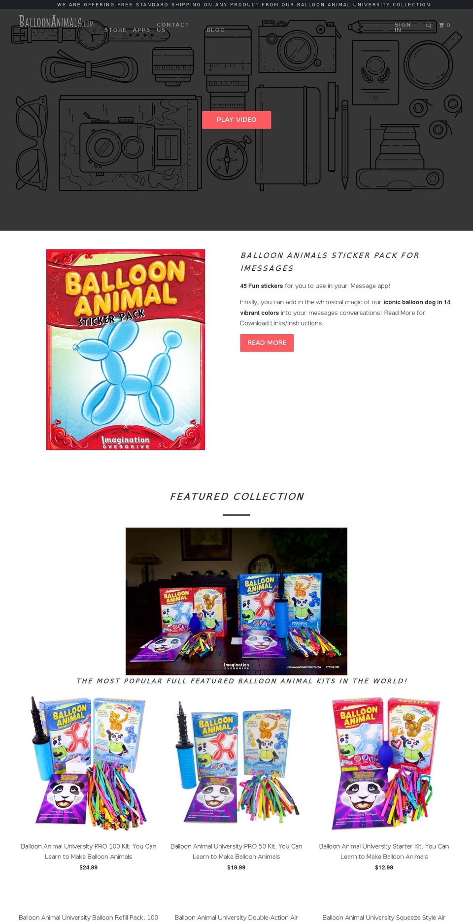 balloonanimaluniversity.com shopify website screenshot