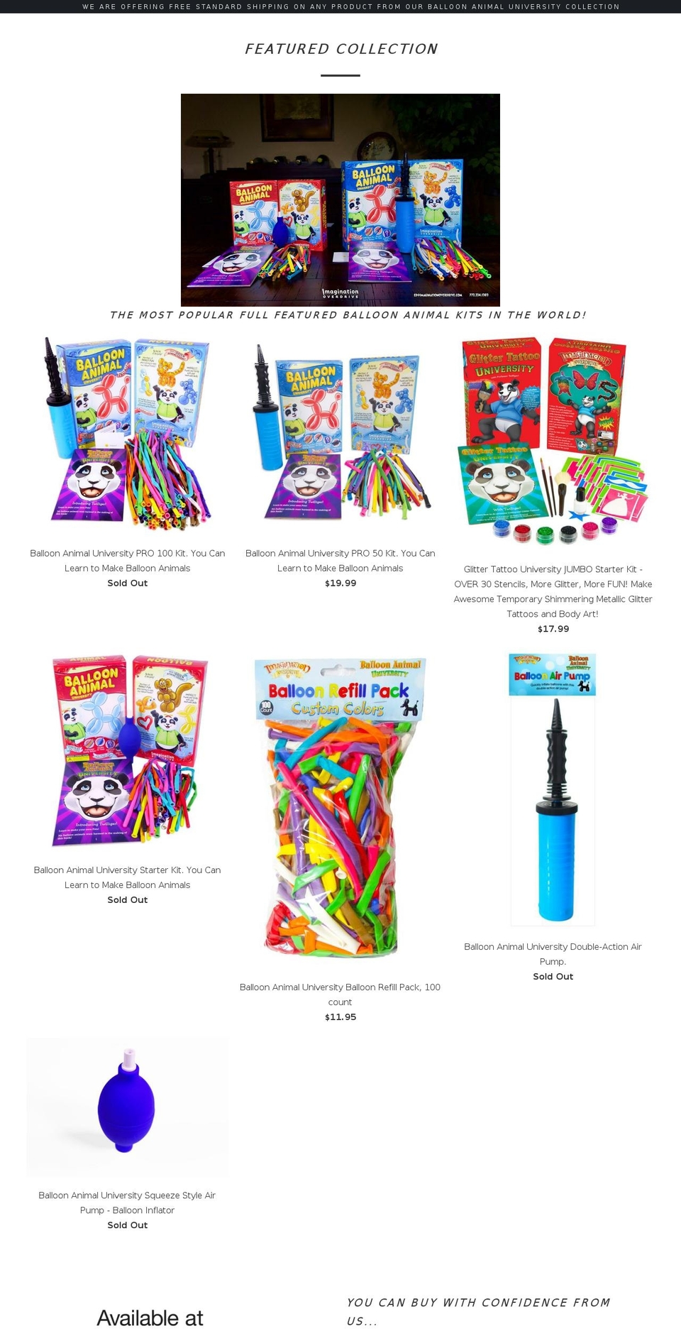 balloonanimalzoo.com shopify website screenshot