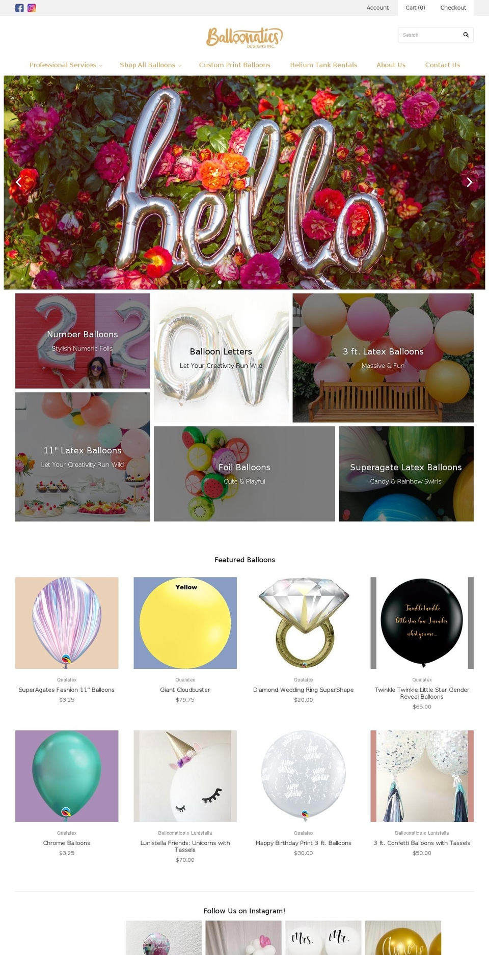 balloonaticsdesigns.com shopify website screenshot