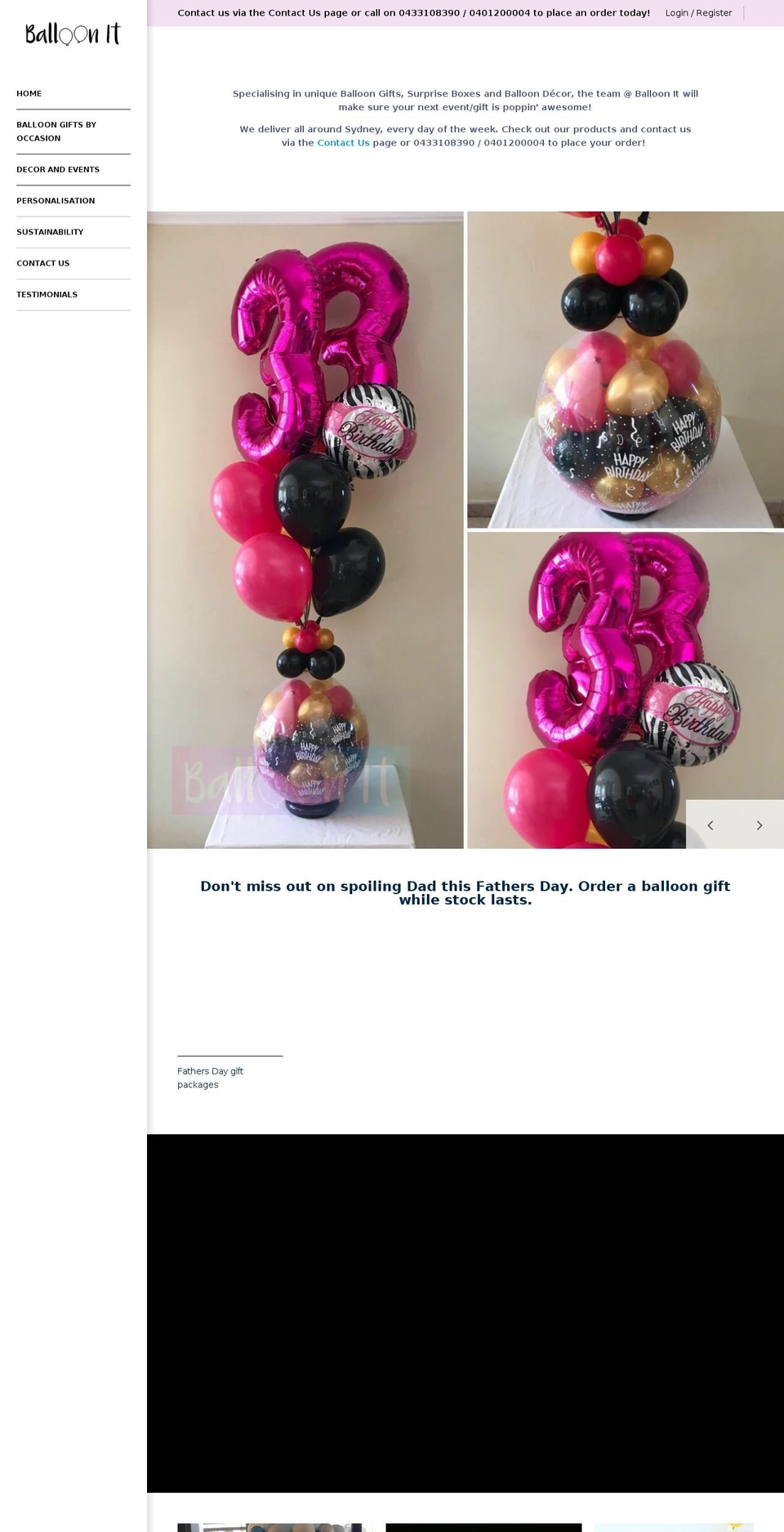 balloonit.com.au shopify website screenshot