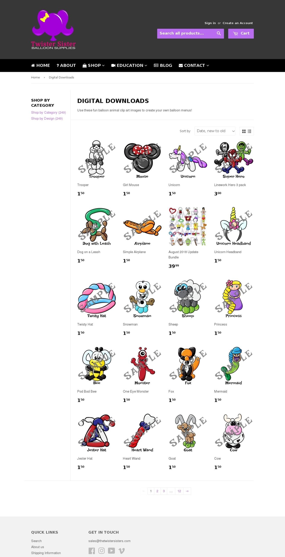 balloonmenus.com — Shopify storefront screenshot