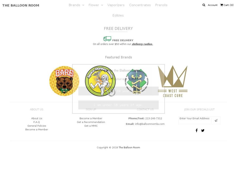 balloonroomla.com — Shopify storefront screenshot