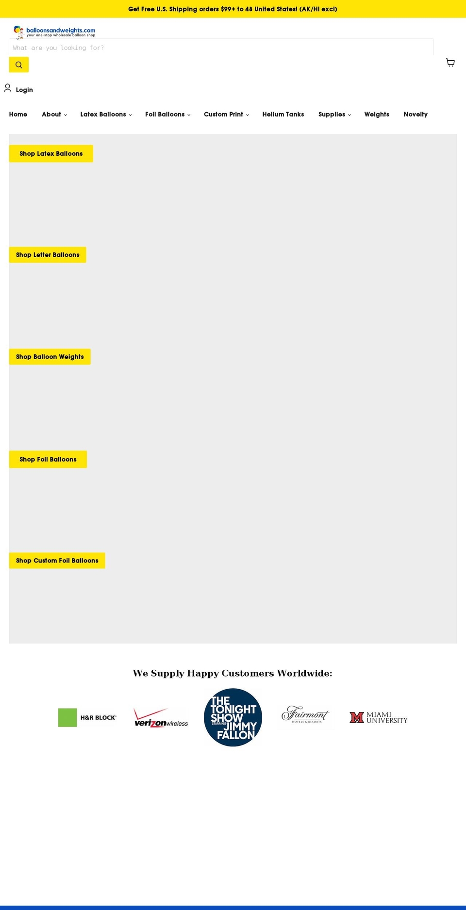 balloonsandweights.com shopify website screenshot
