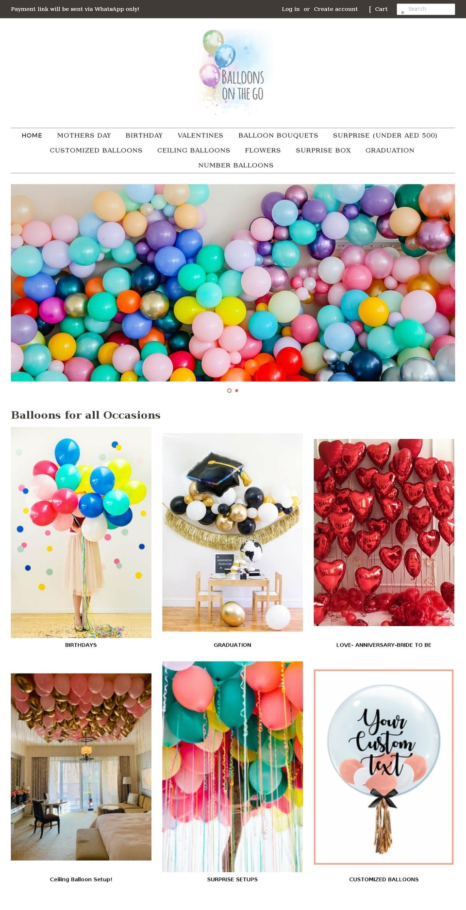 balloonsonthego.com shopify website screenshot