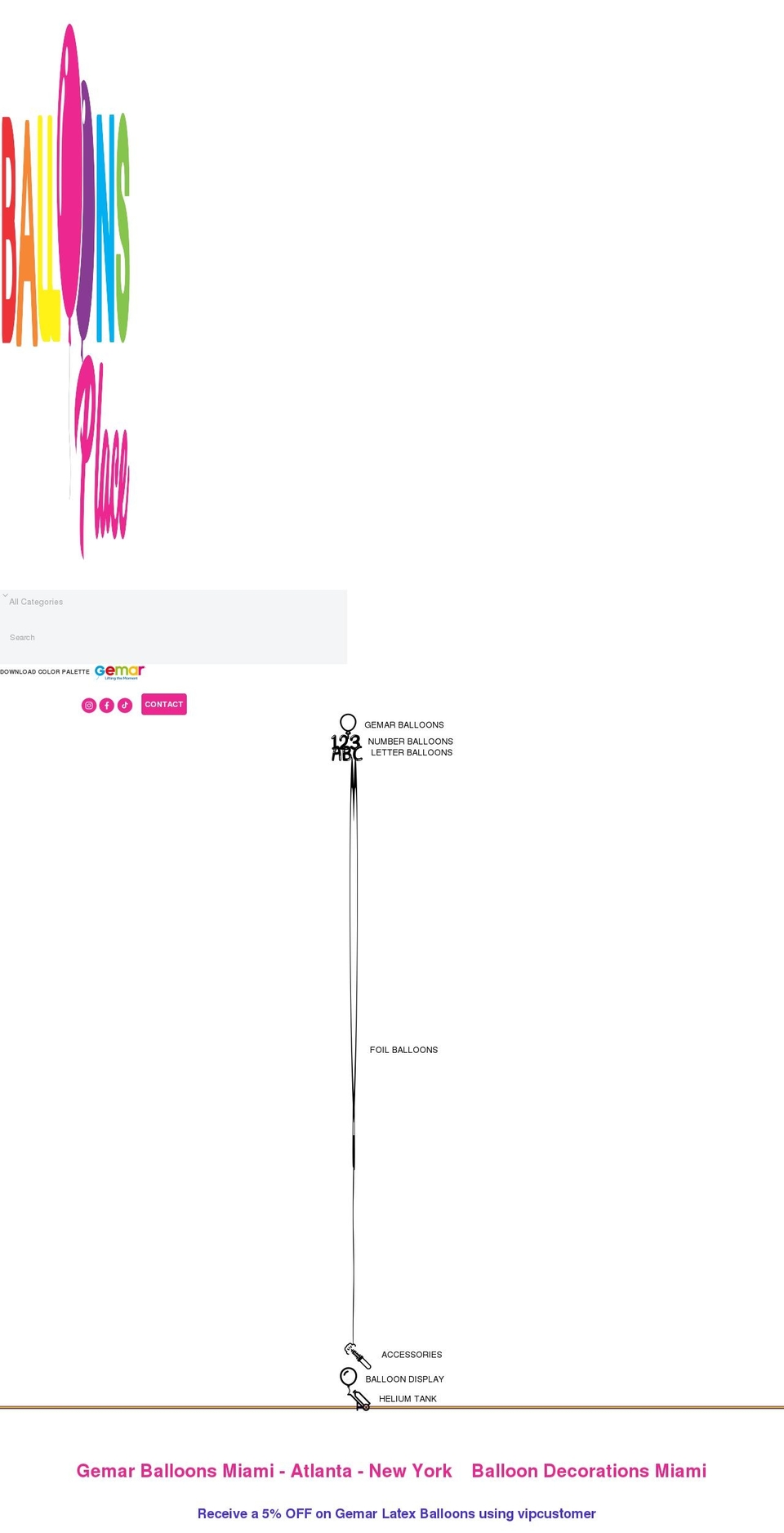 balloonsplace.com shopify website screenshot