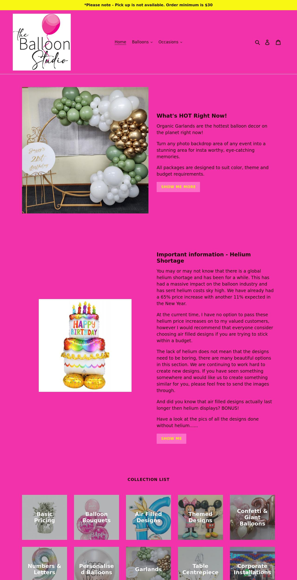 balloonstudio.com.au shopify website screenshot