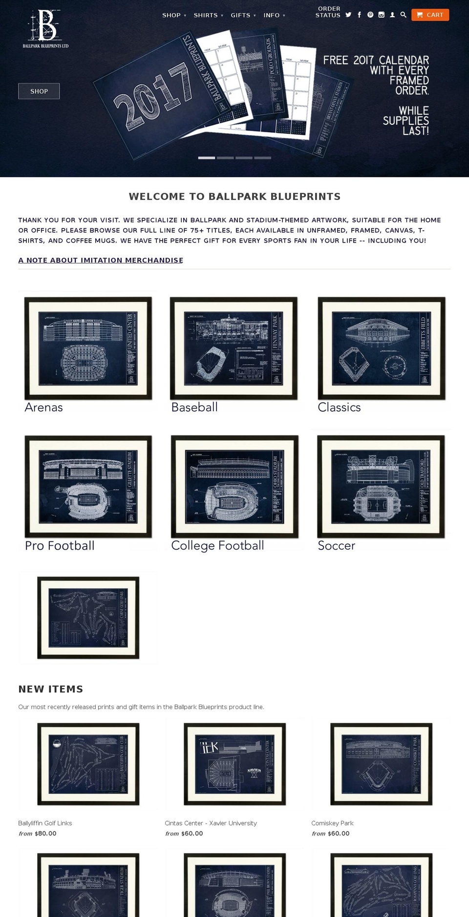 ballparkblueprints.com shopify website screenshot