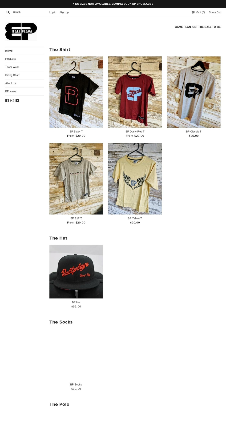 ballplayaclothing.com — Shopify storefront screenshot