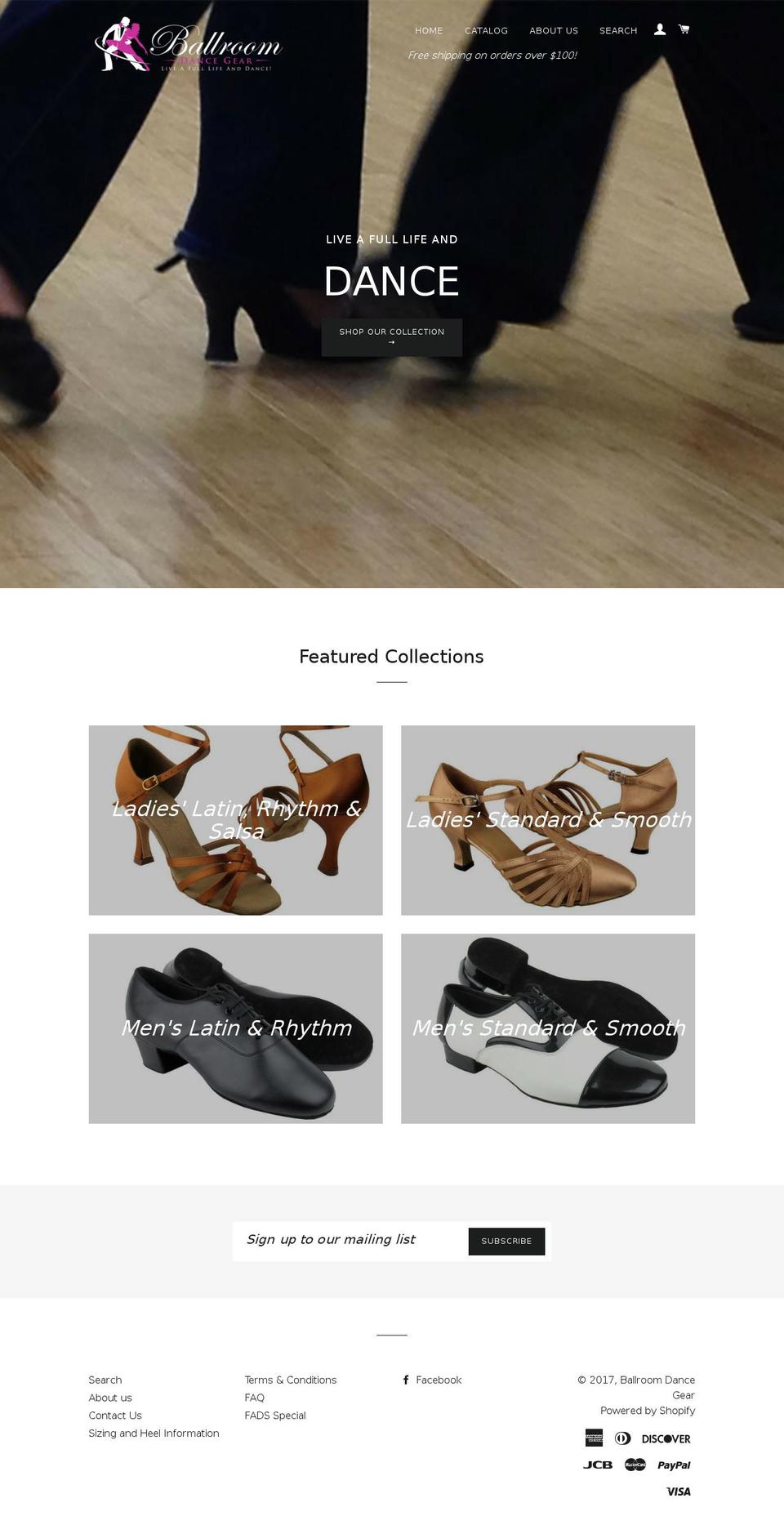 ballroomdancegear.com shopify website screenshot