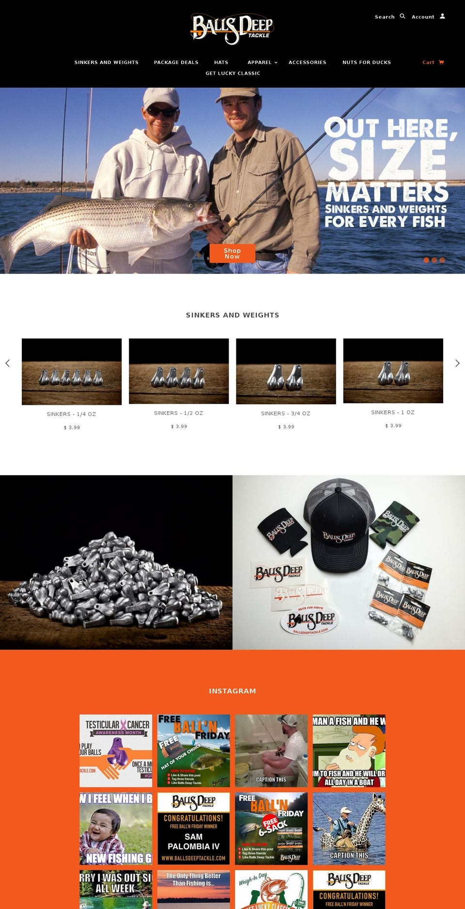 ballsdeeptackle.com shopify website screenshot