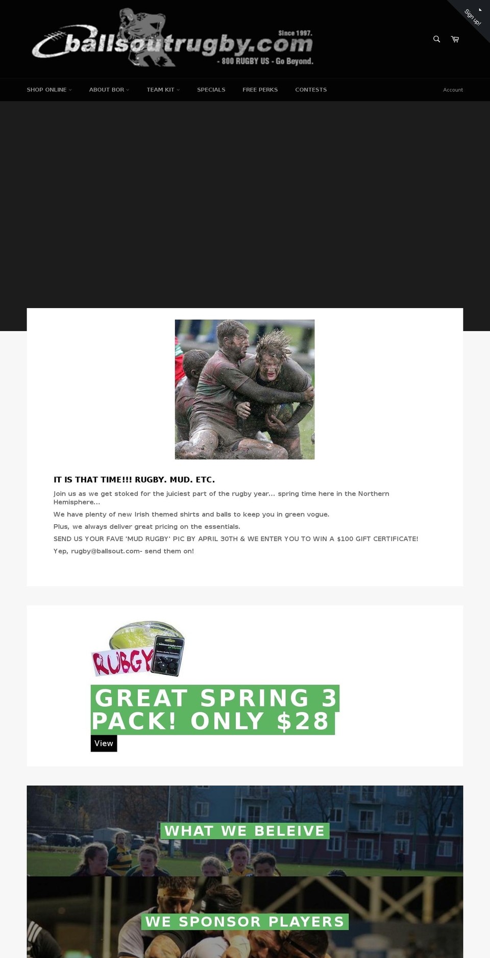 ballsoutrugby.com shopify website screenshot