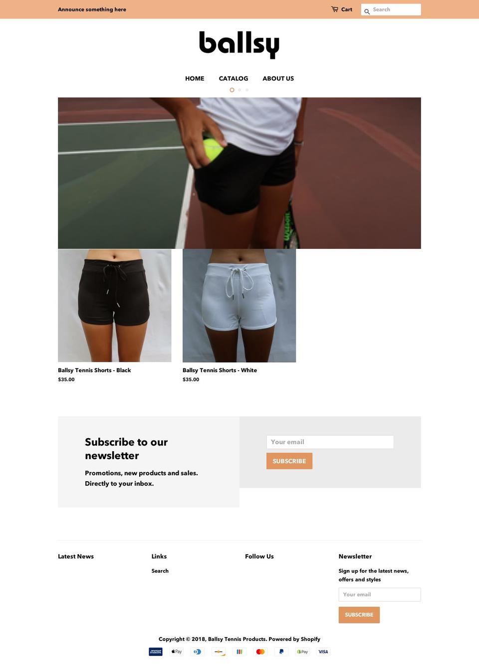 ballsytennis.com shopify website screenshot