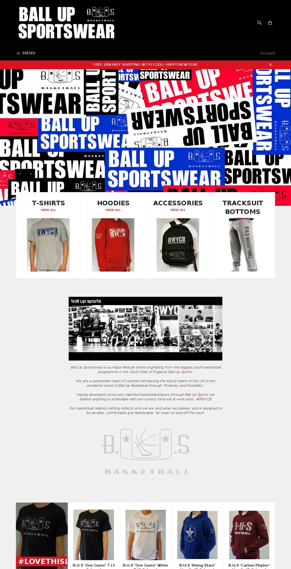 ballupsportswear.com shopify website screenshot