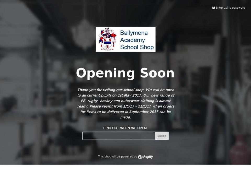 ballymenaacademyshop.org shopify website screenshot