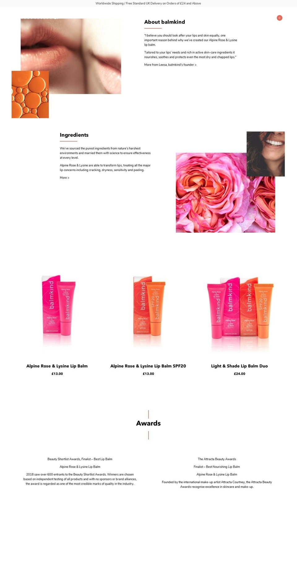 balmkind.com — Shopify storefront screenshot