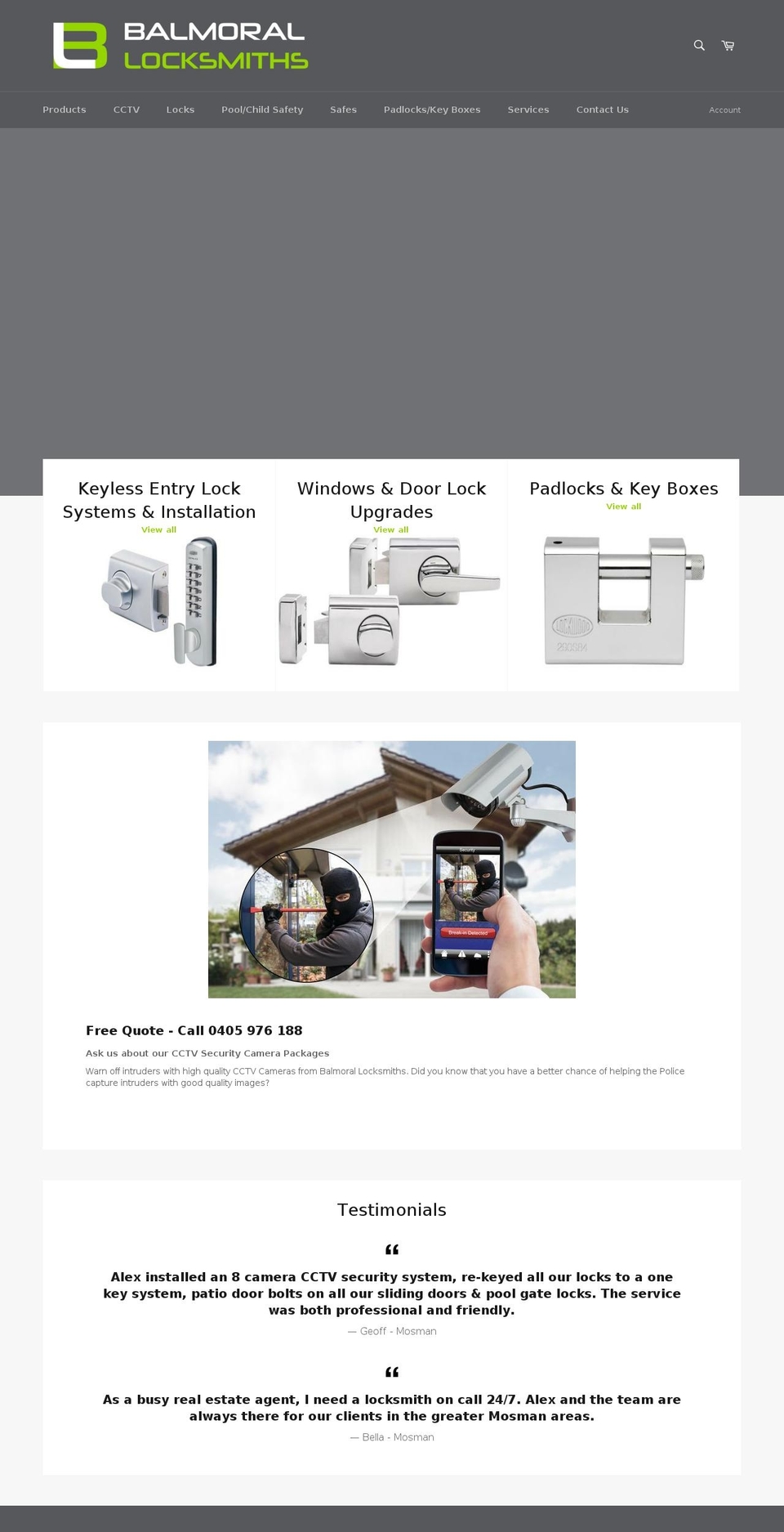balmorallocksmiths.com.au shopify website screenshot