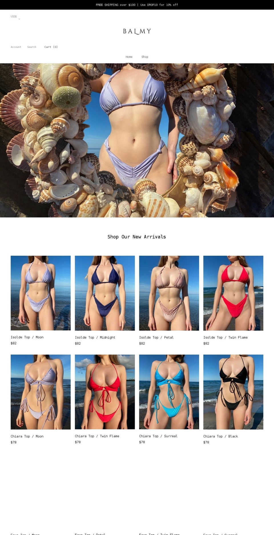 balmyswim.com shopify website screenshot