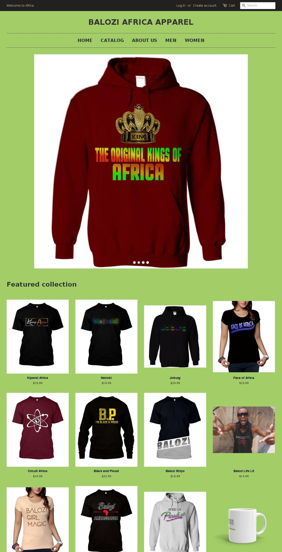 baloziafricaapparel.com — Shopify storefront screenshot