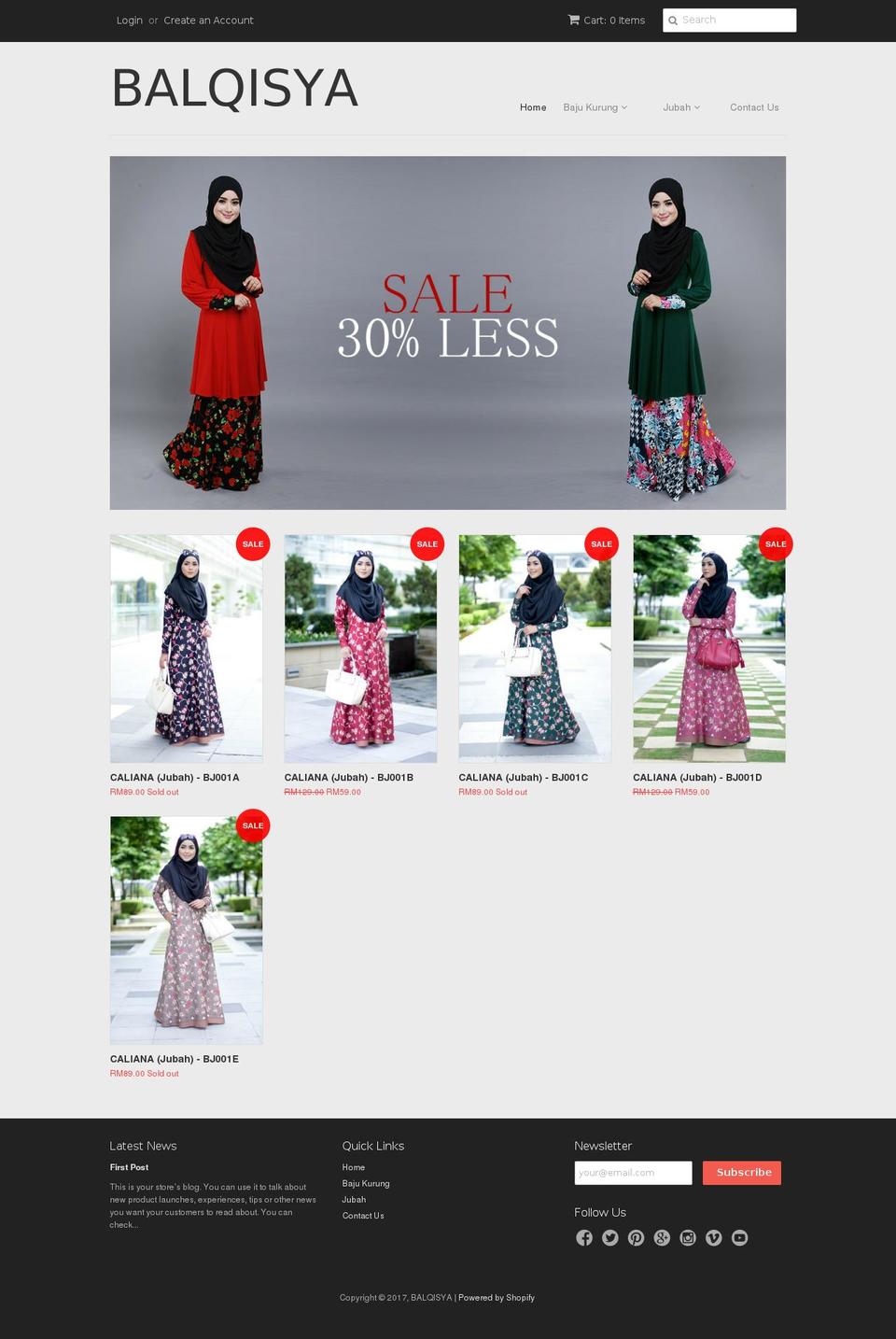 balqisya.com shopify website screenshot