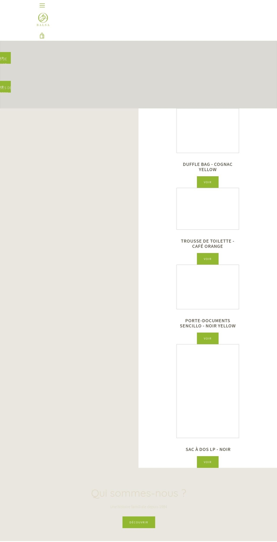 balsa-leather.com — Shopify storefront screenshot