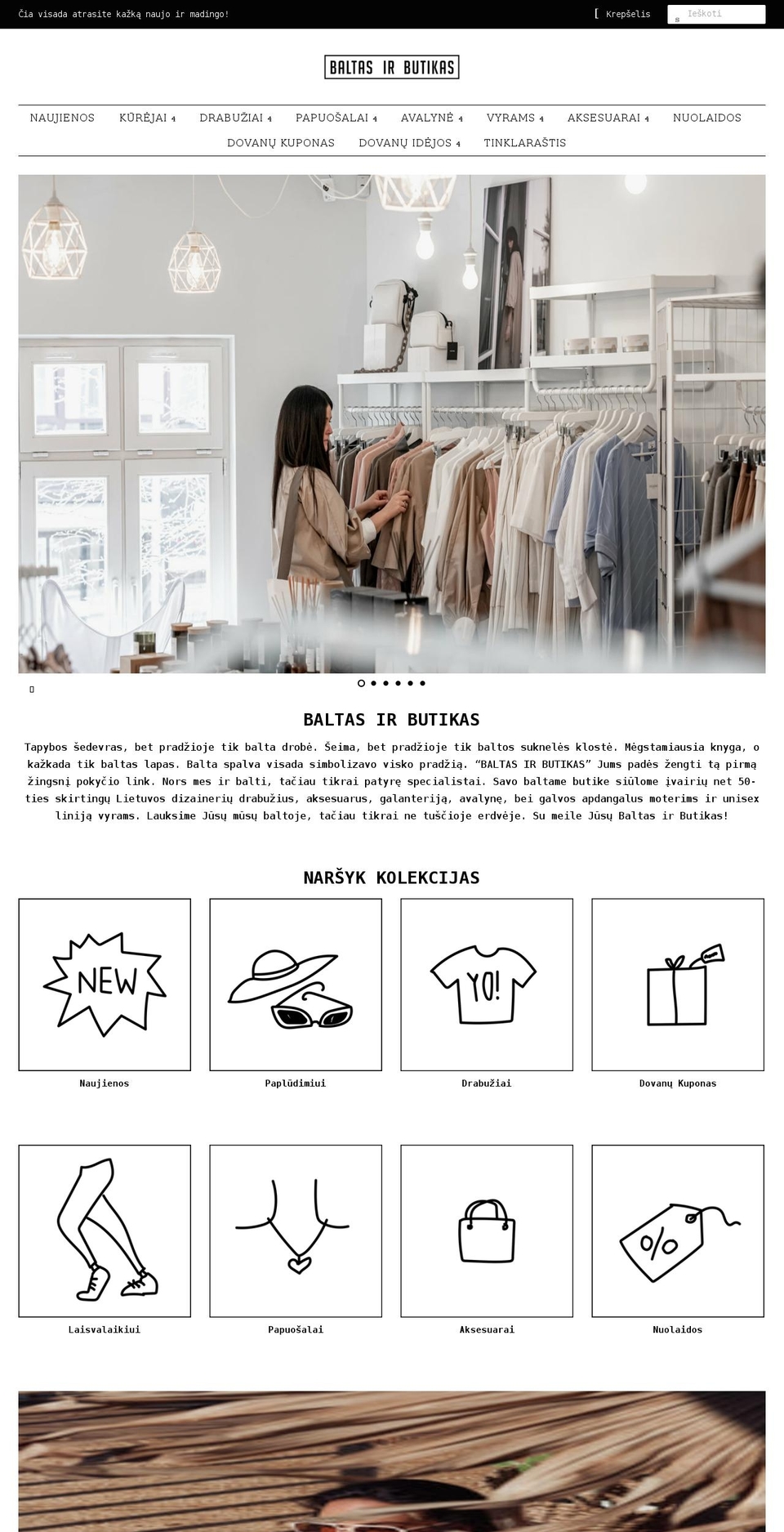 baltasirbutikas.lt shopify website screenshot