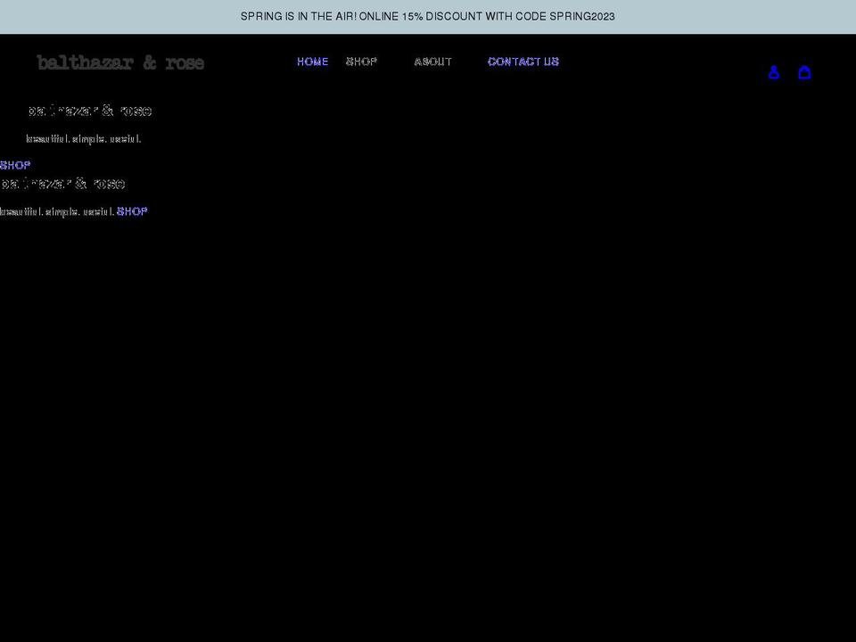 balthazarandrose.com shopify website screenshot