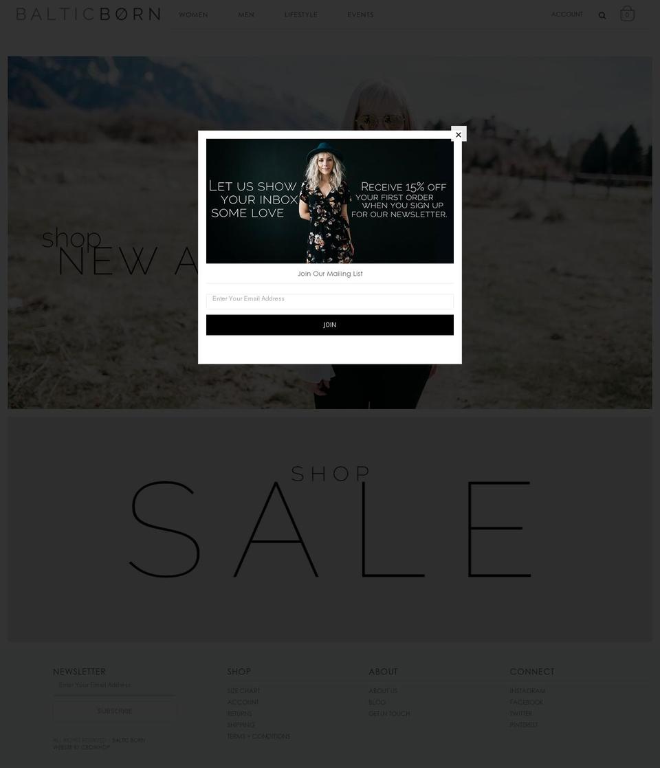 balticborn.com shopify website screenshot