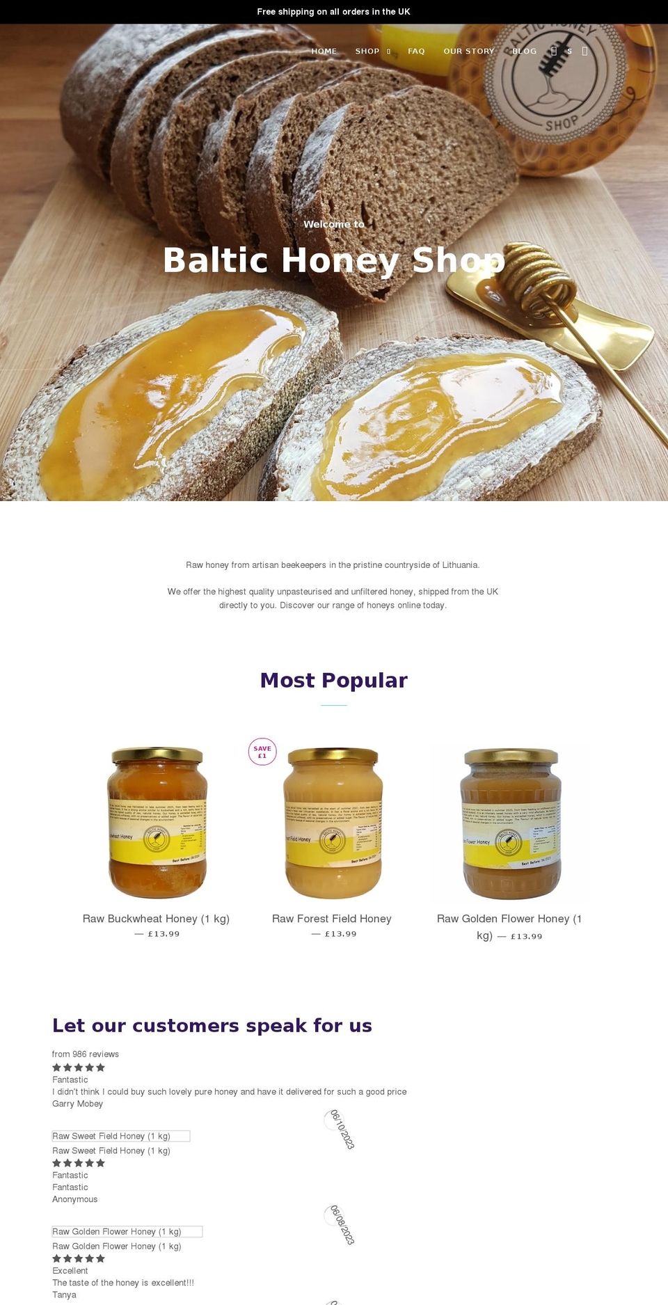 baltichoneyshop.co.uk shopify website screenshot