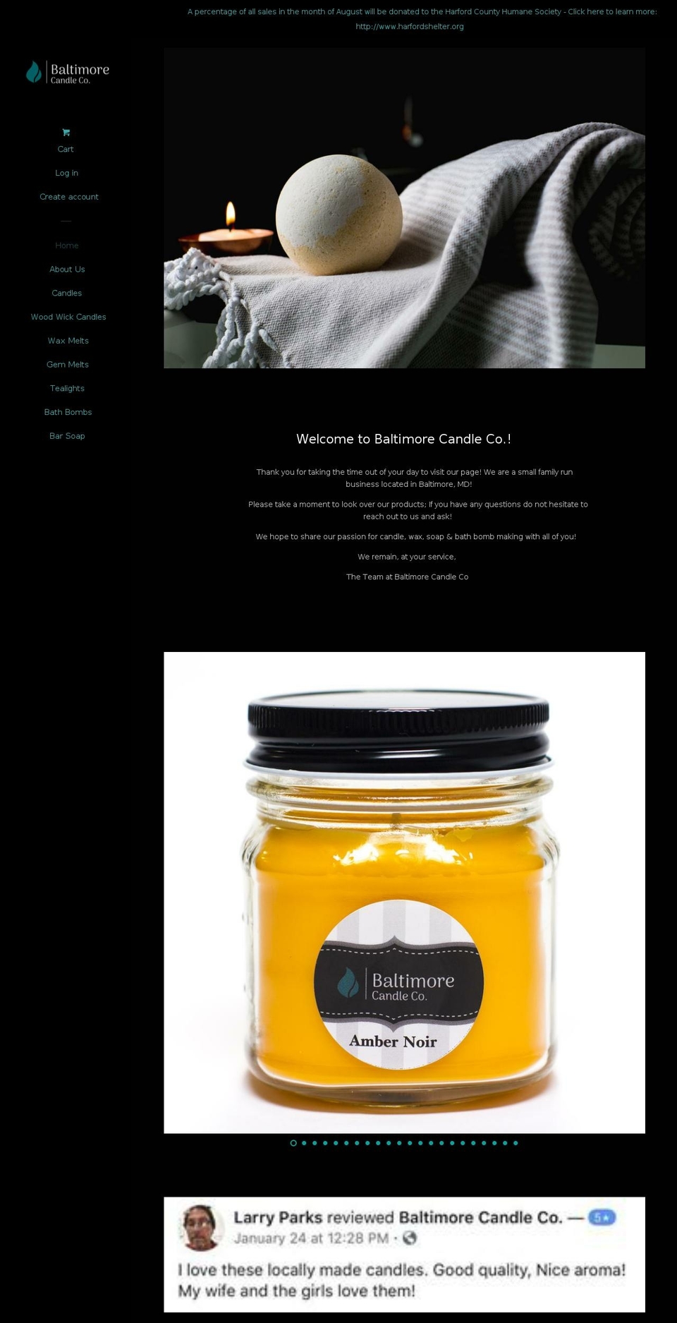 baltimorecandleco.com — Shopify storefront screenshot