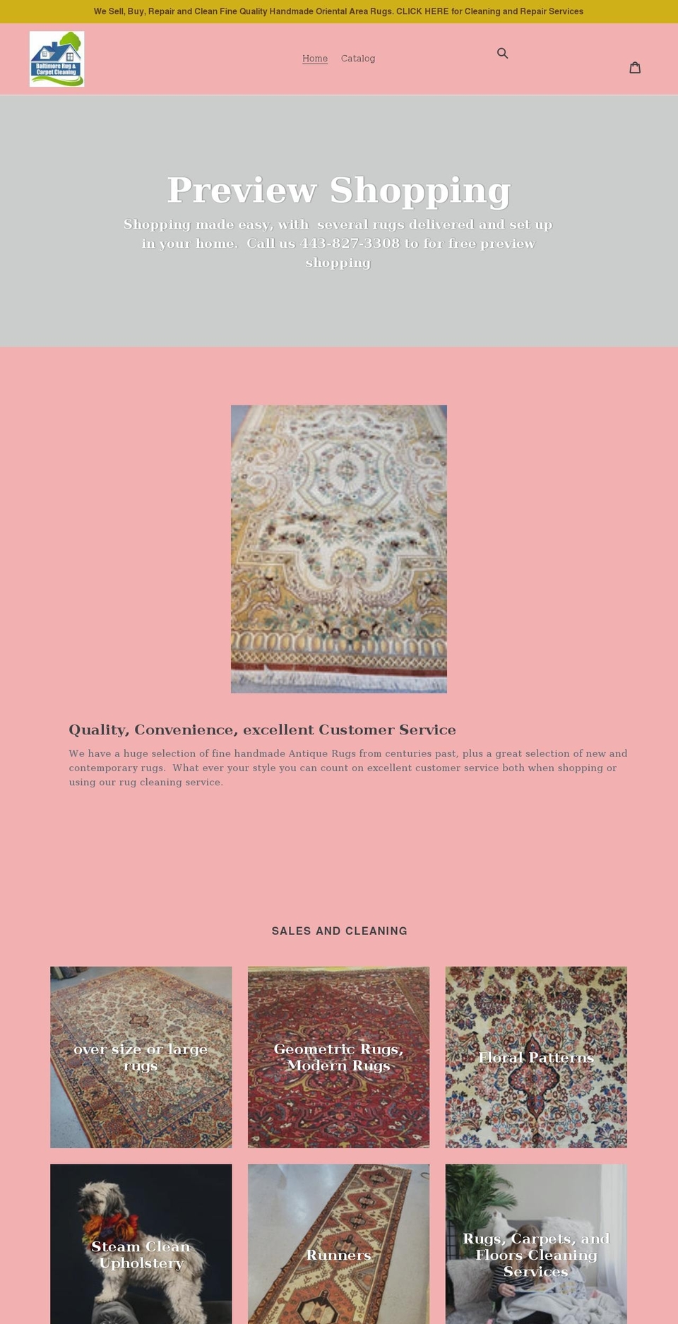 baltimorerugandcarpet.com shopify website screenshot