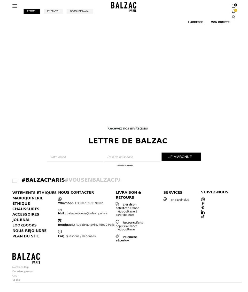 balzac-paris.fr shopify website screenshot