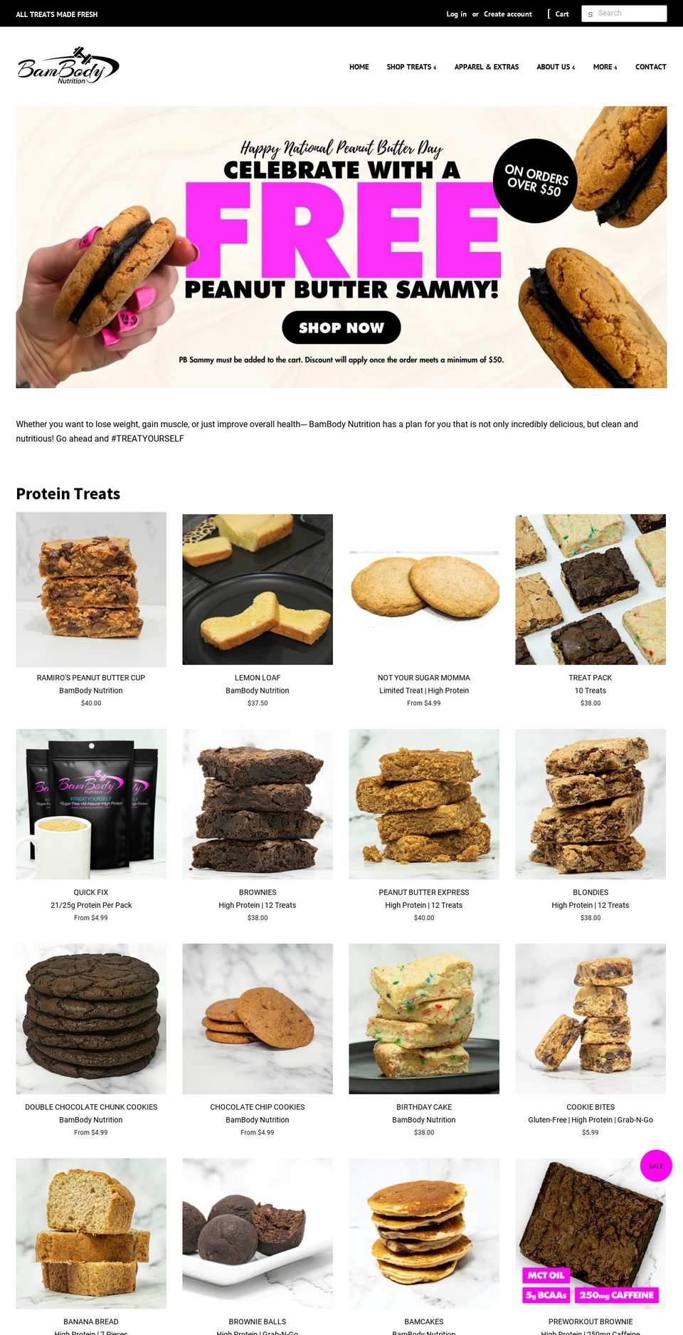 bam-body-nutrition.myshopify.com shopify website screenshot