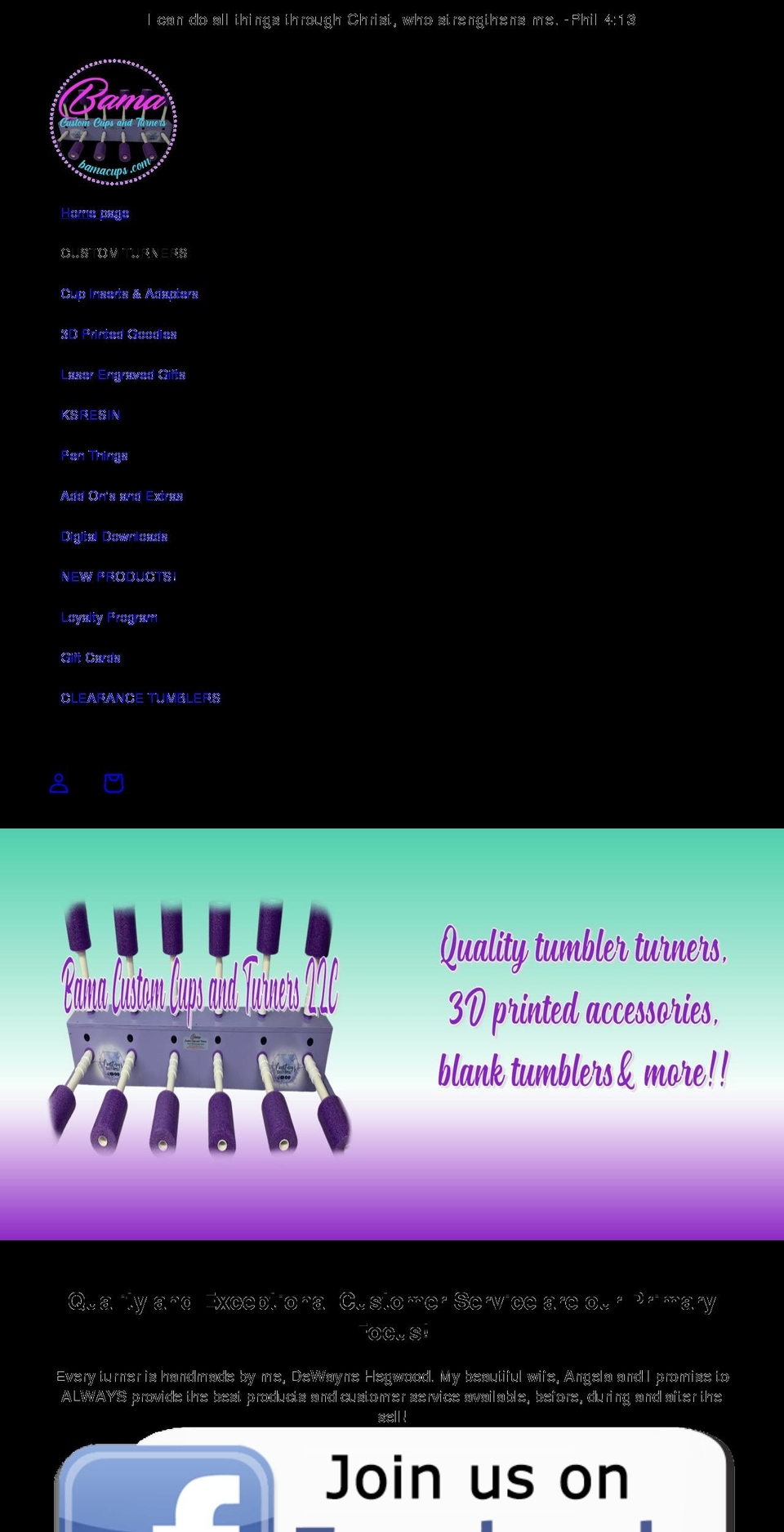 bamacups.com shopify website screenshot
