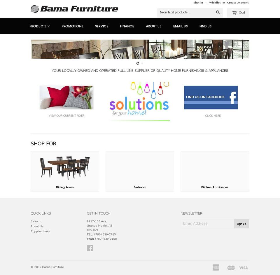 bamafurniture.ca shopify website screenshot