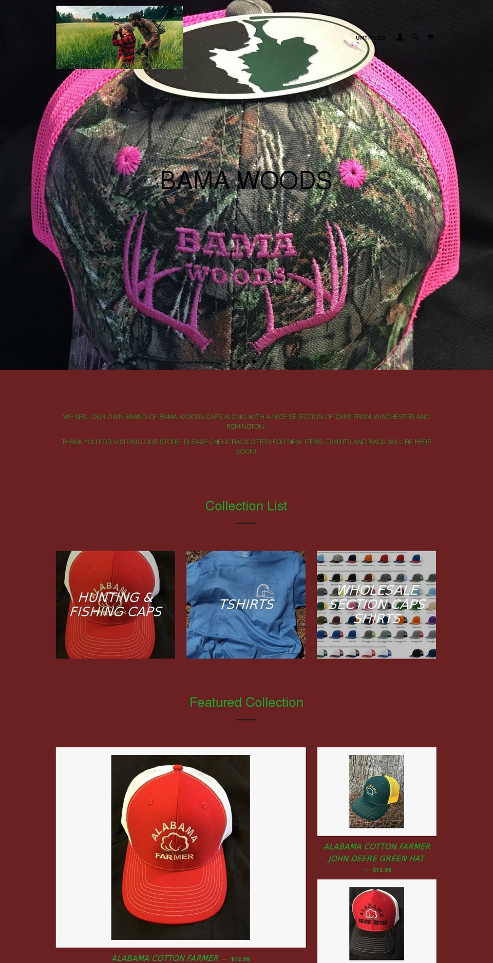 bamawoods.com — Shopify storefront screenshot