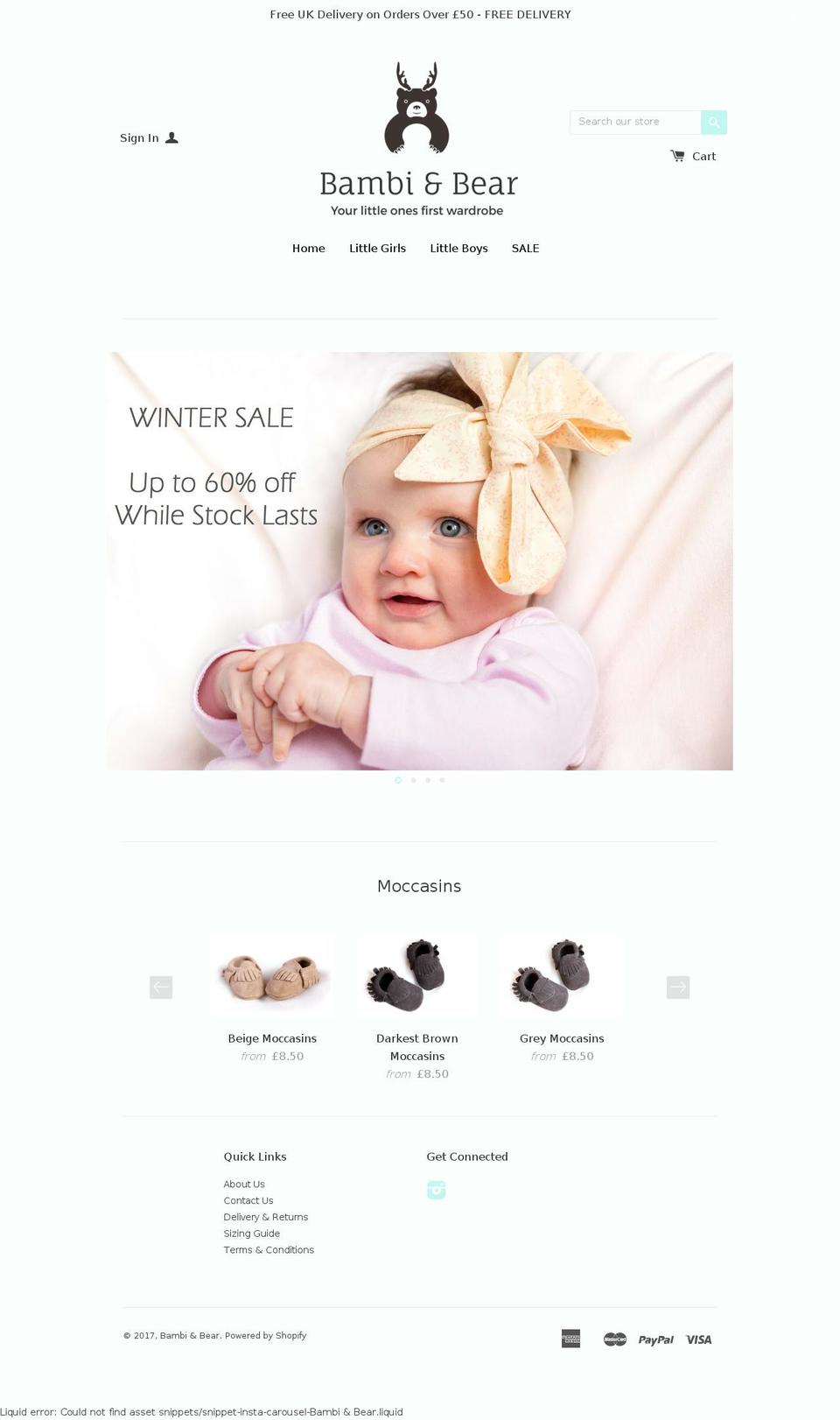 bambiandbear.com shopify website screenshot