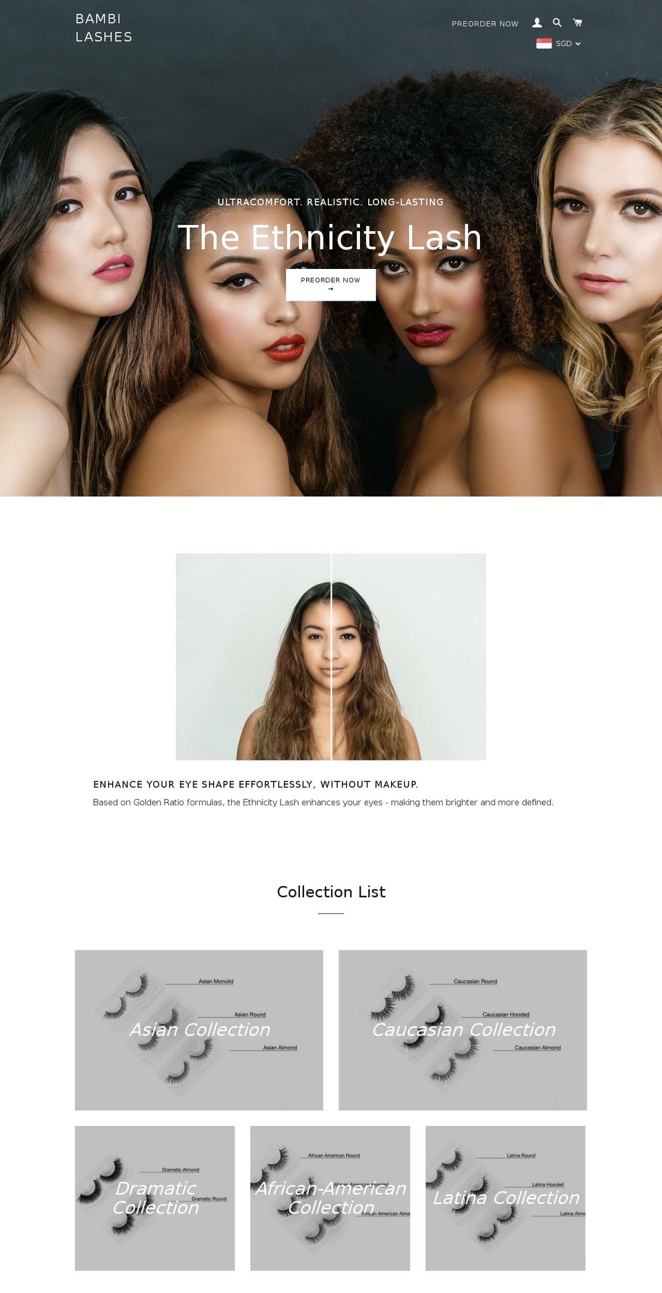 bambilashes.com shopify website screenshot