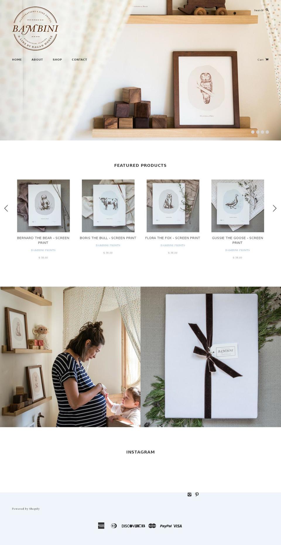 bambiniprints.com shopify website screenshot